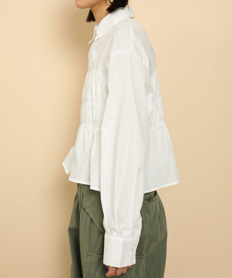 シャーリング ビスチェデザイン ショート ブラウス