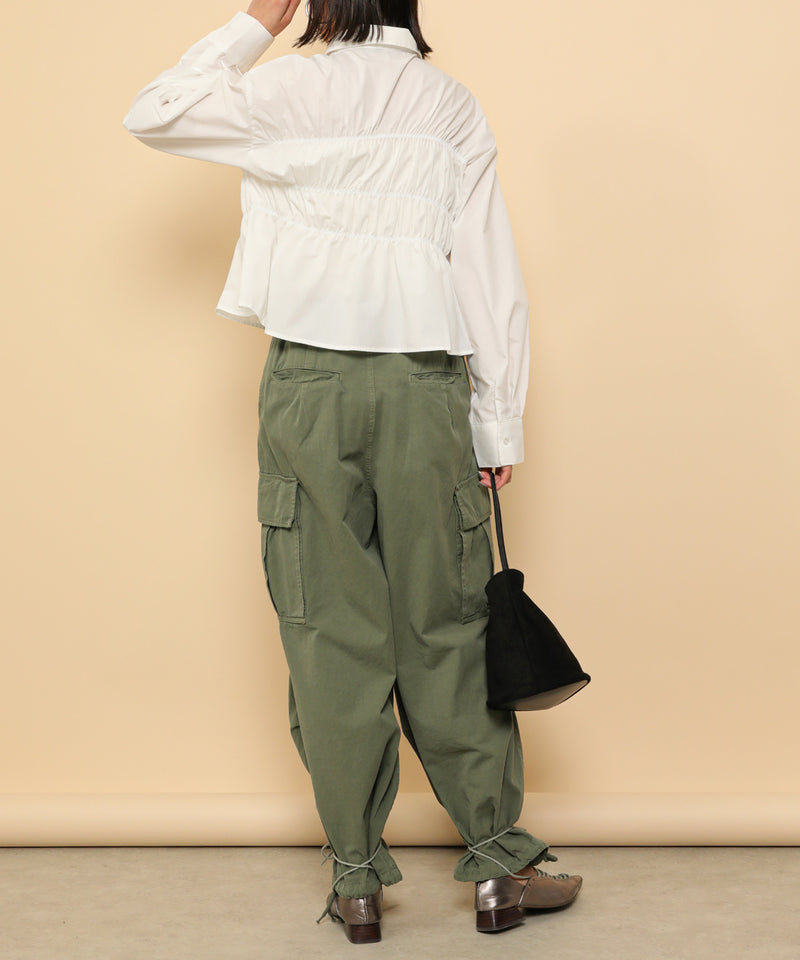 シャーリング ビスチェデザイン ショート ブラウス