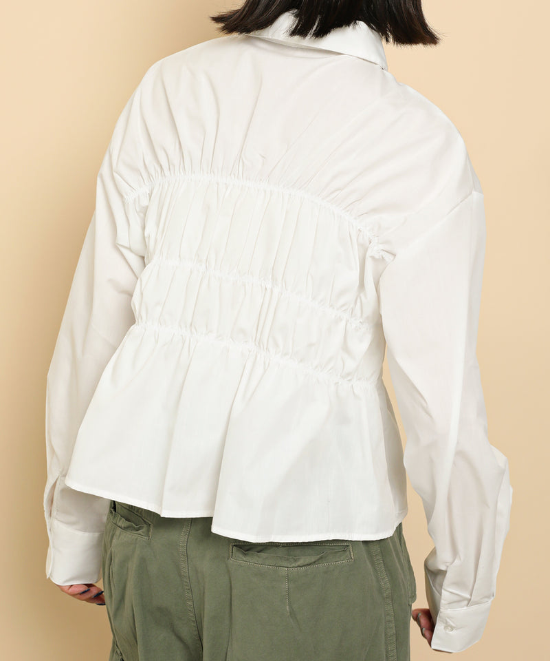 シャーリング ビスチェデザイン ショート ブラウス