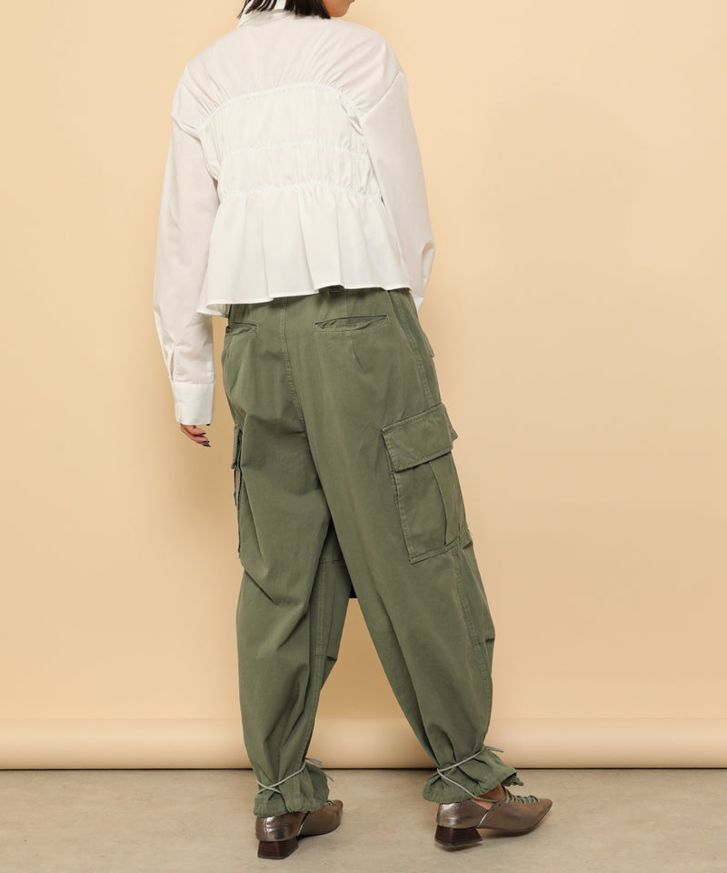 シャーリング ビスチェデザイン ショート ブラウス