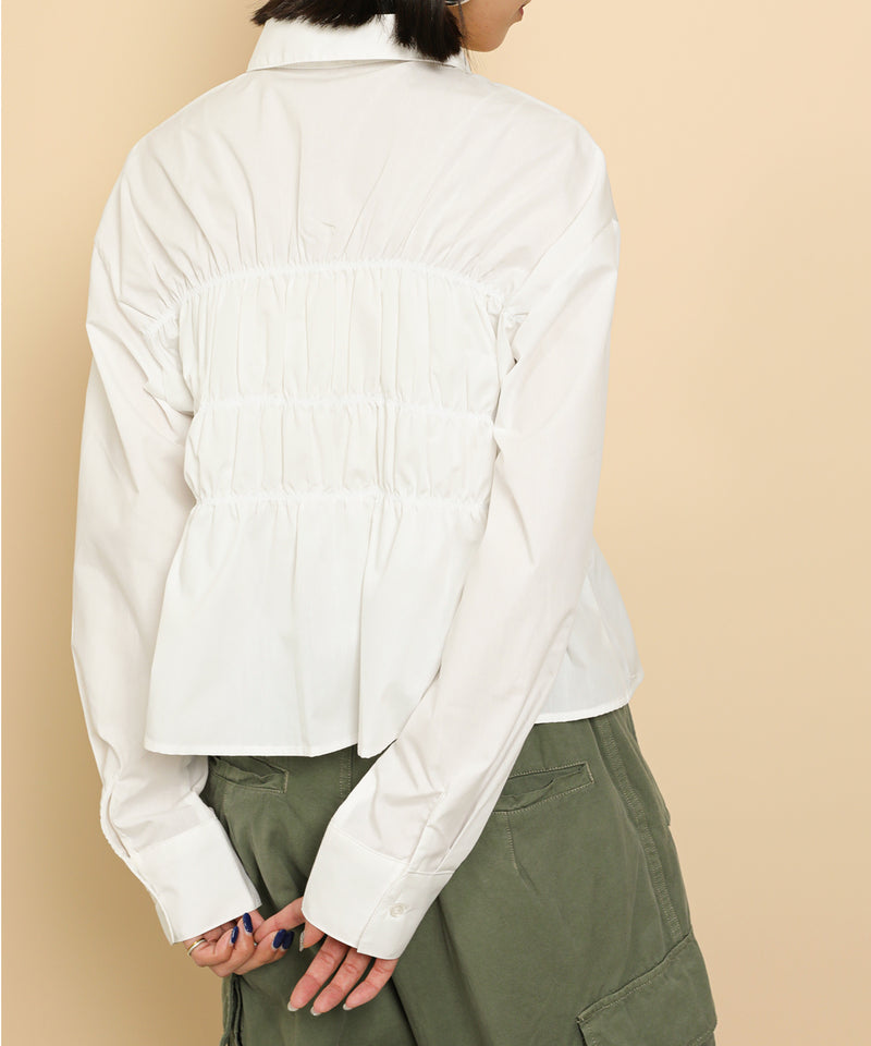 シャーリング ビスチェデザイン ショート ブラウス