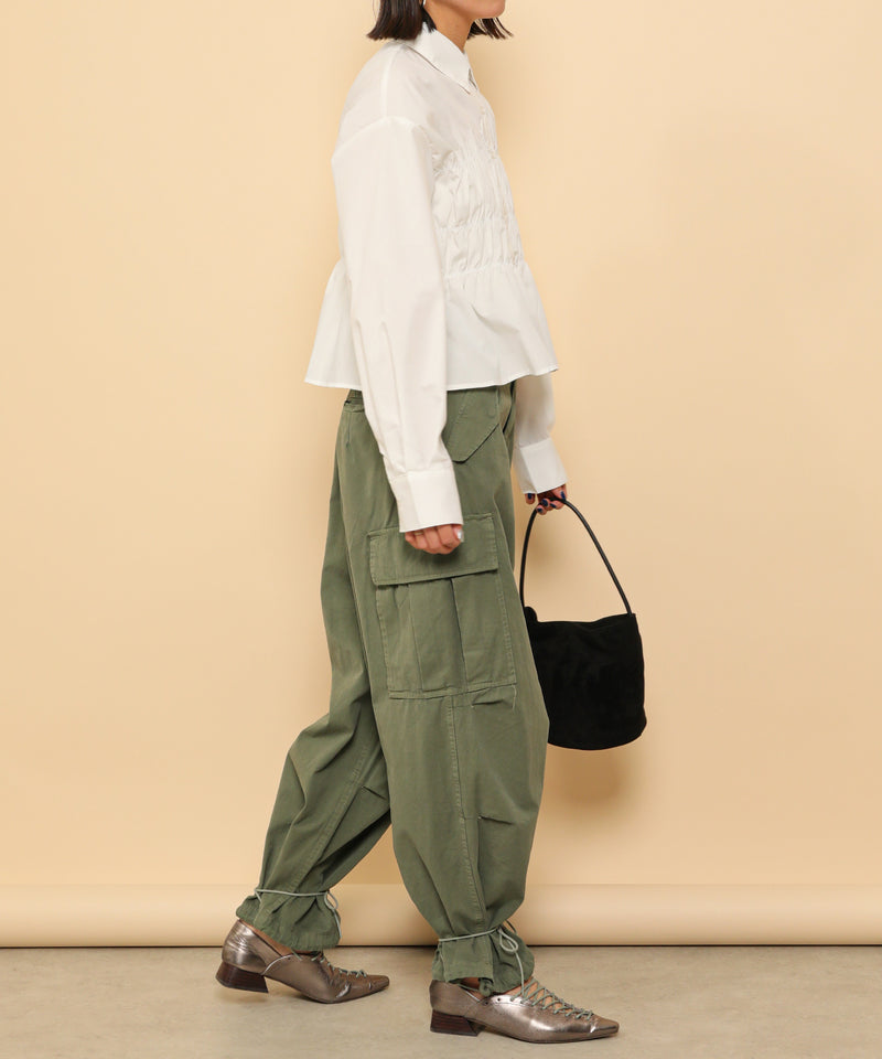 シャーリング ビスチェデザイン ショート ブラウス