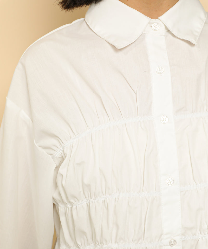 シャーリング ビスチェデザイン ショート ブラウス