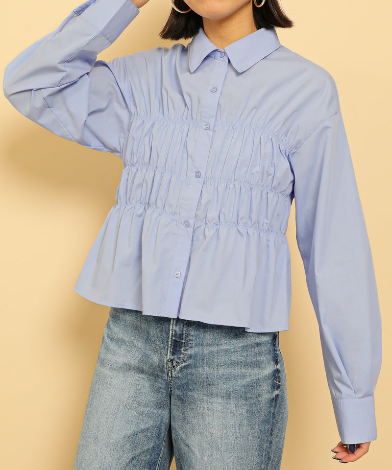 シャーリング ビスチェデザイン ショート ブラウス