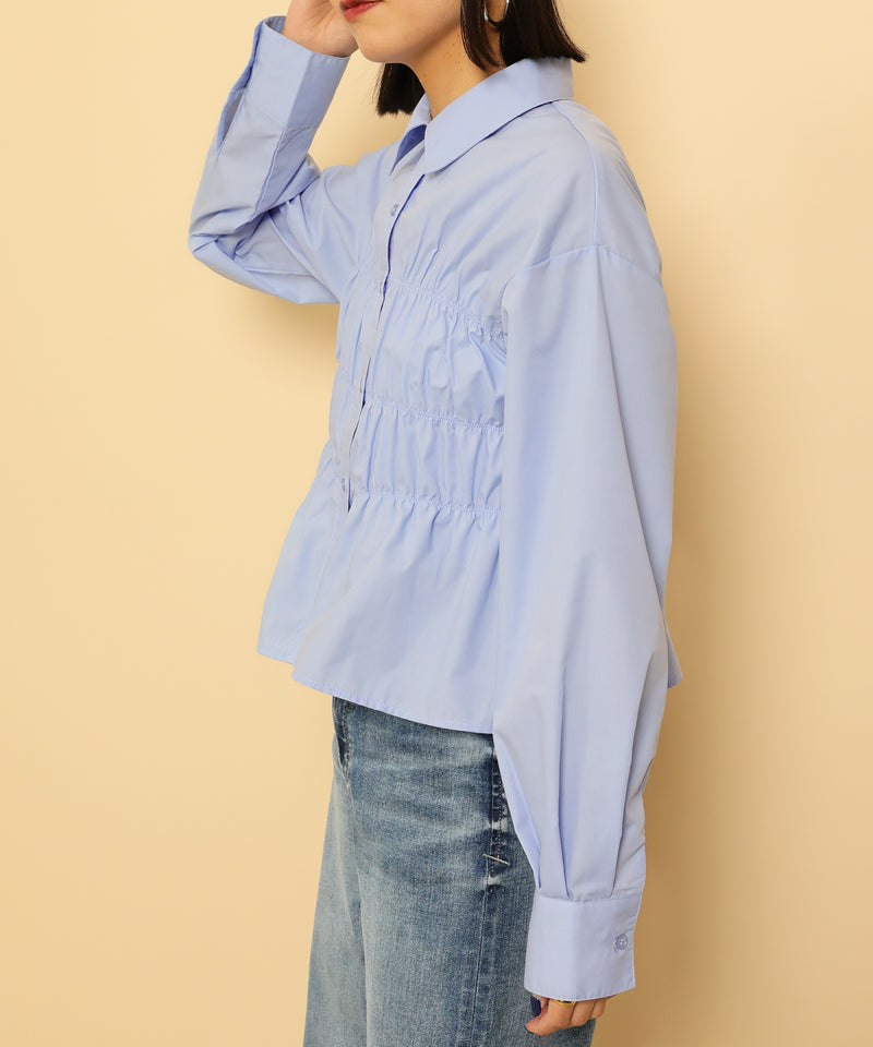 シャーリング ビスチェデザイン ショート ブラウス