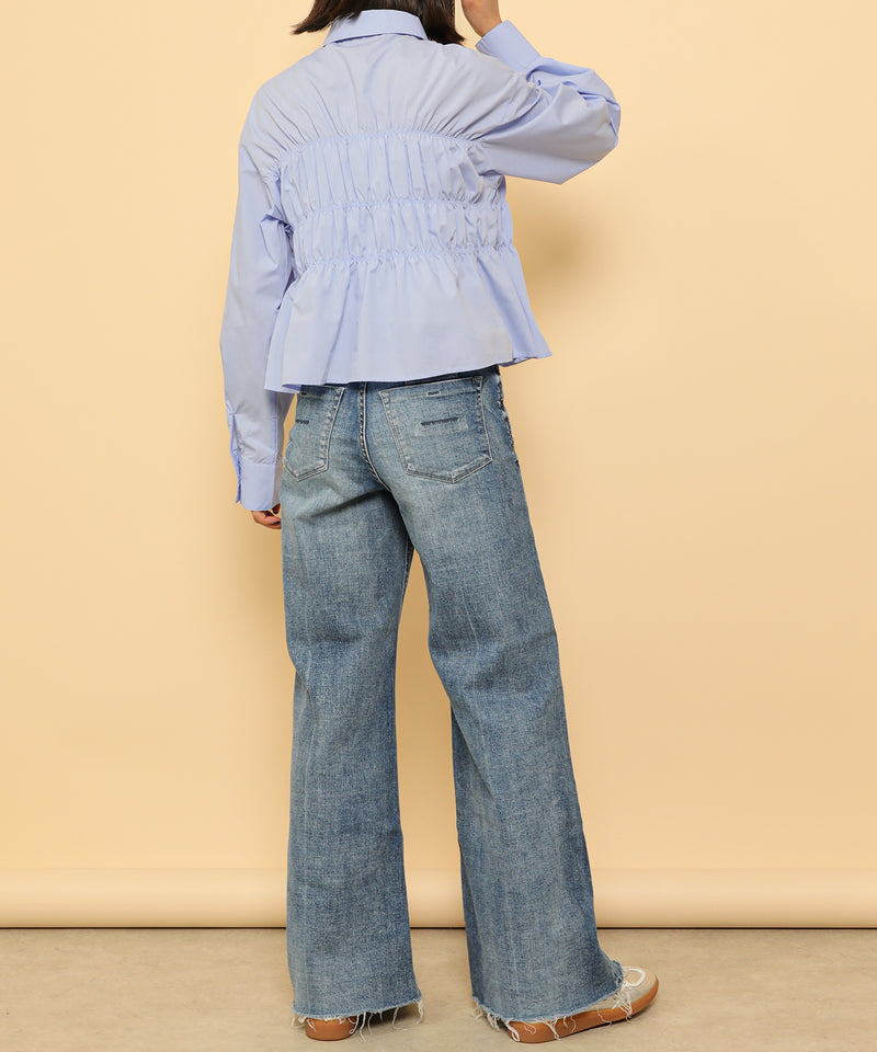 シャーリング ビスチェデザイン ショート ブラウス