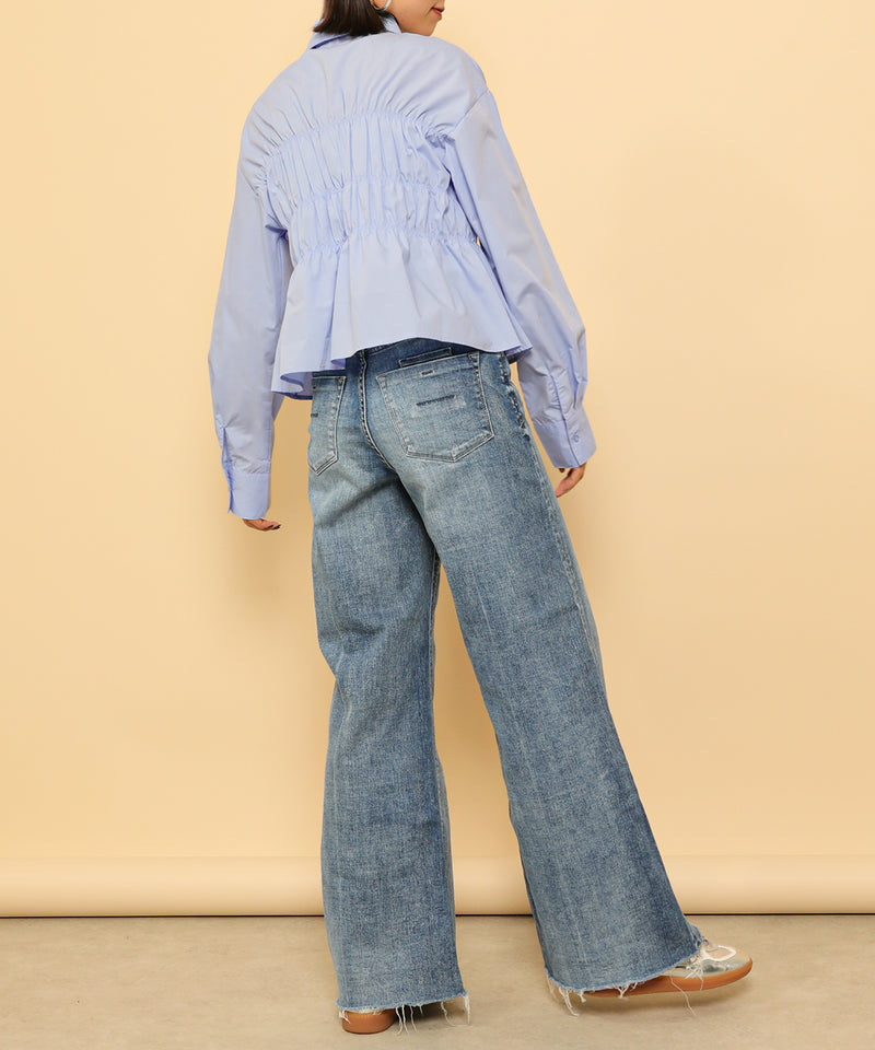 シャーリング ビスチェデザイン ショート ブラウス