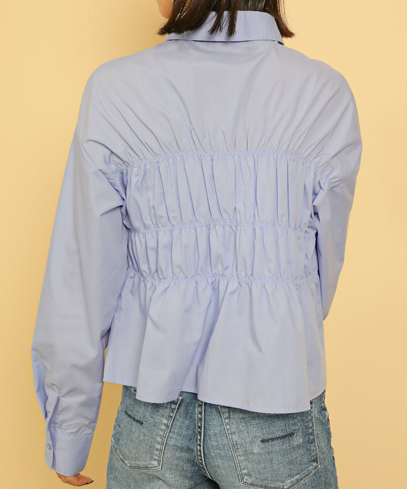 シャーリング ビスチェデザイン ショート ブラウス