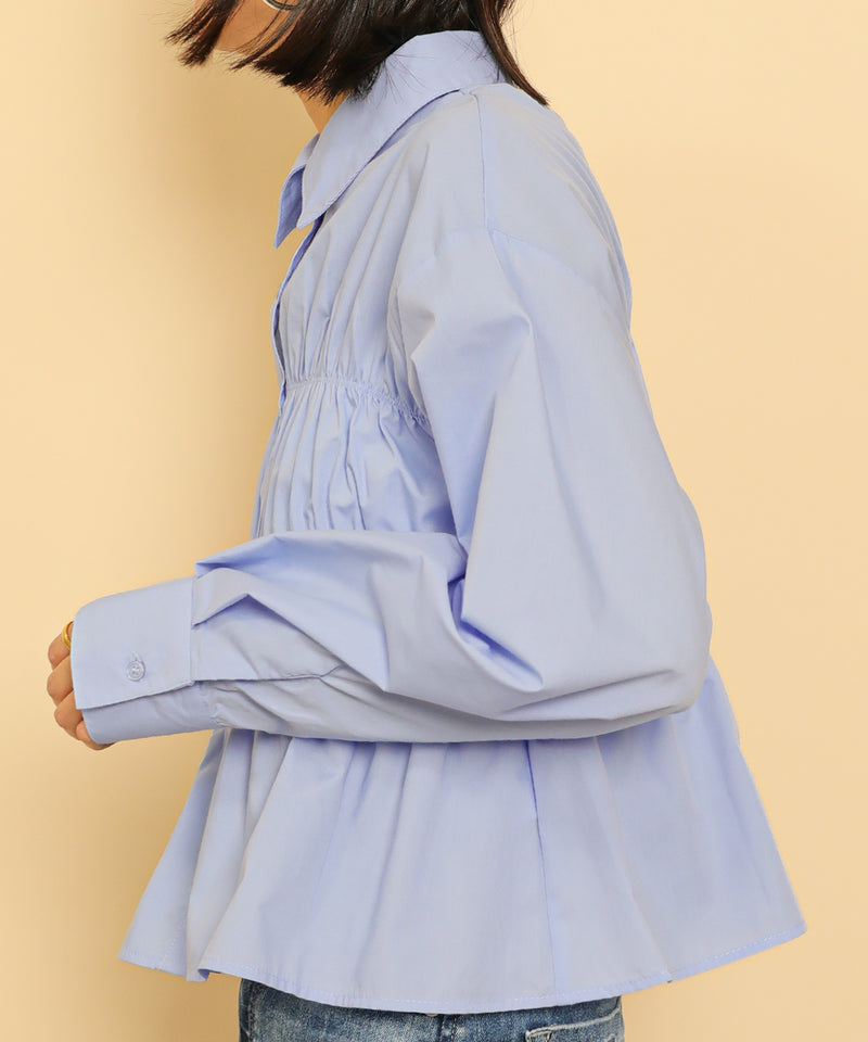 シャーリング ビスチェデザイン ショート ブラウス