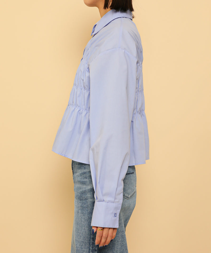 シャーリング ビスチェデザイン ショート ブラウス