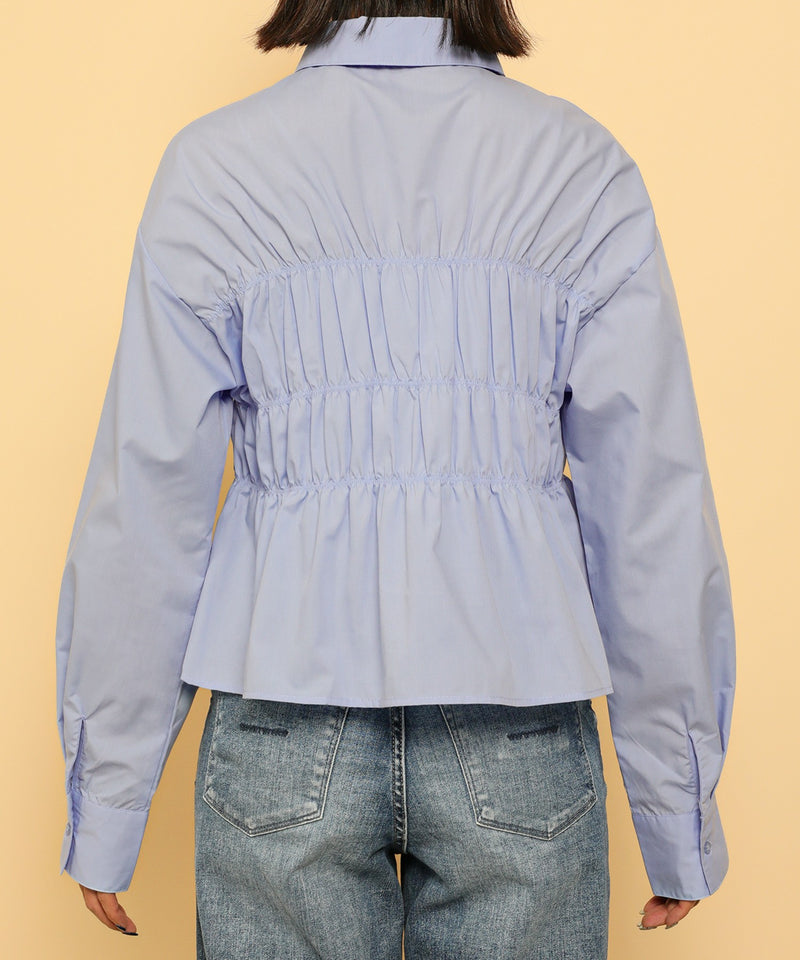 シャーリング ビスチェデザイン ショート ブラウス