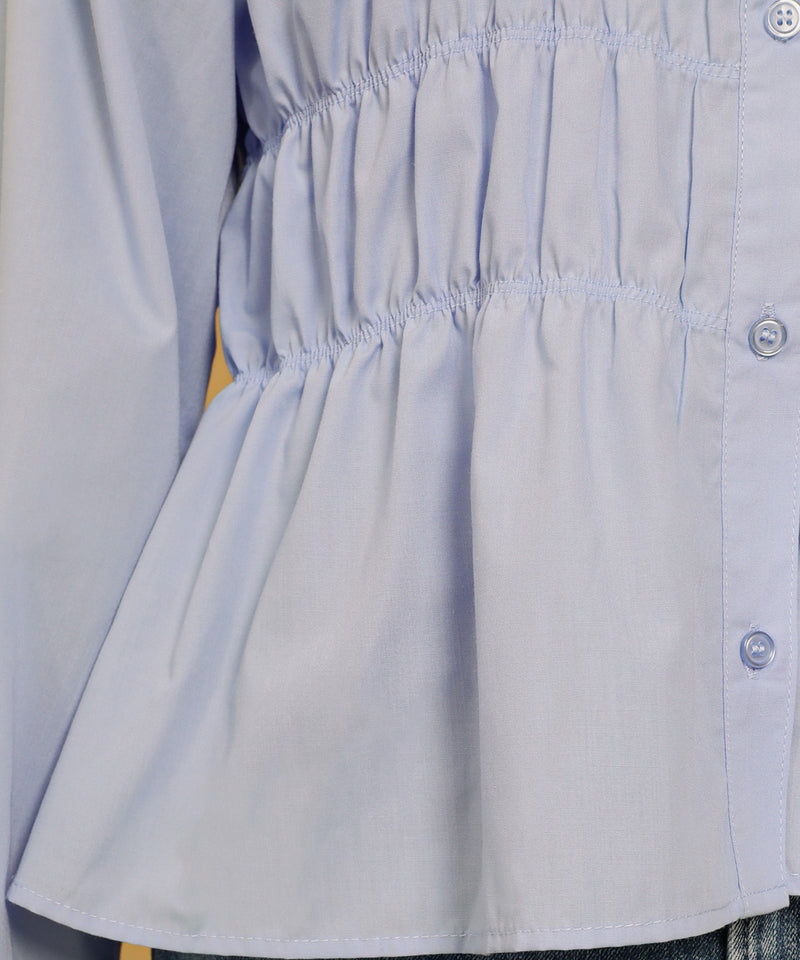 シャーリング ビスチェデザイン ショート ブラウス