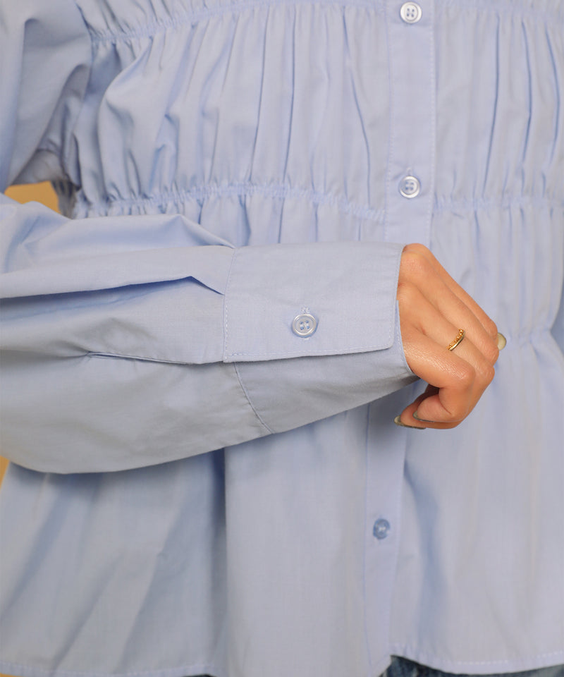 シャーリング ビスチェデザイン ショート ブラウス