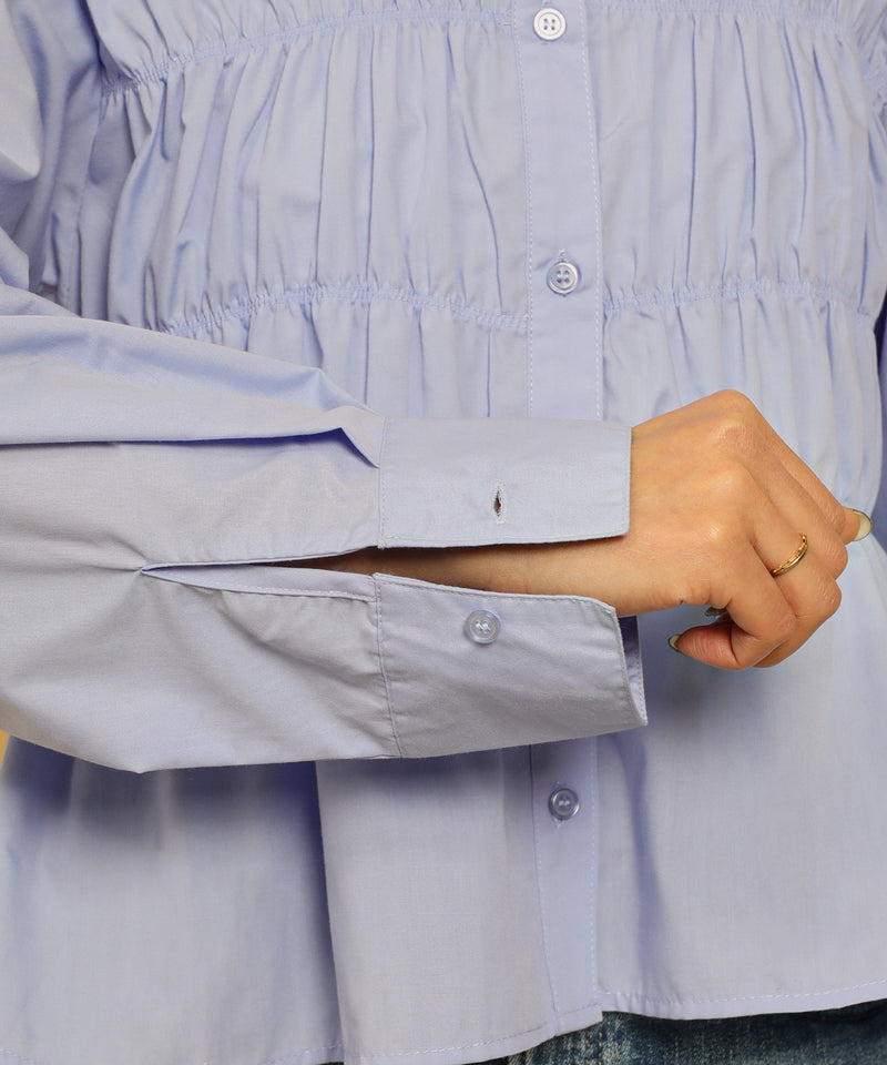 シャーリング ビスチェデザイン ショート ブラウス