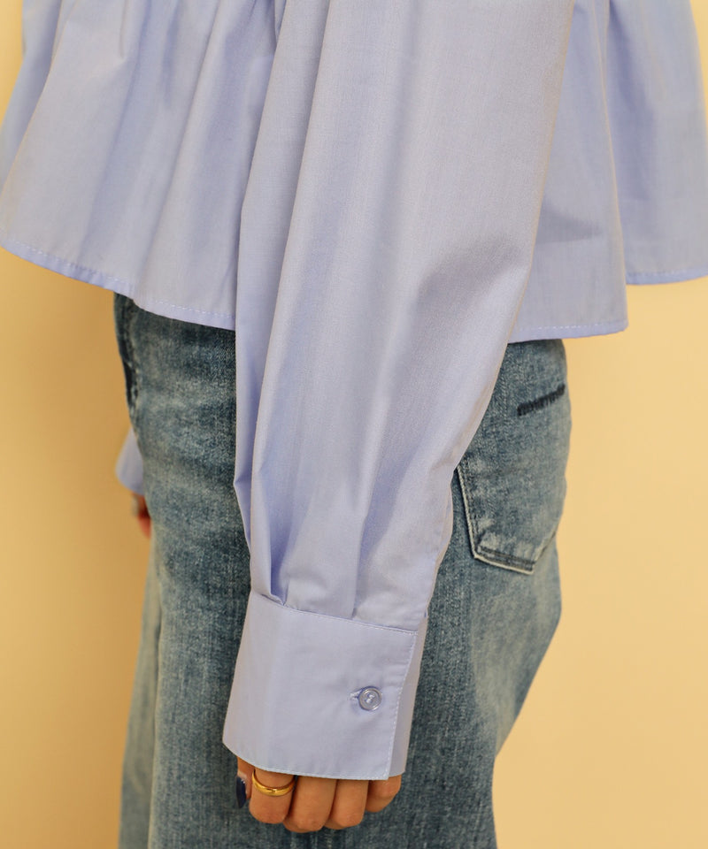 シャーリング ビスチェデザイン ショート ブラウス