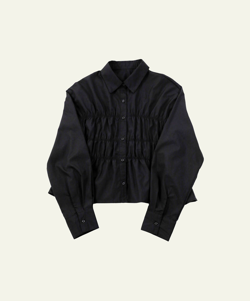 シャーリング ビスチェデザイン ショート ブラウス