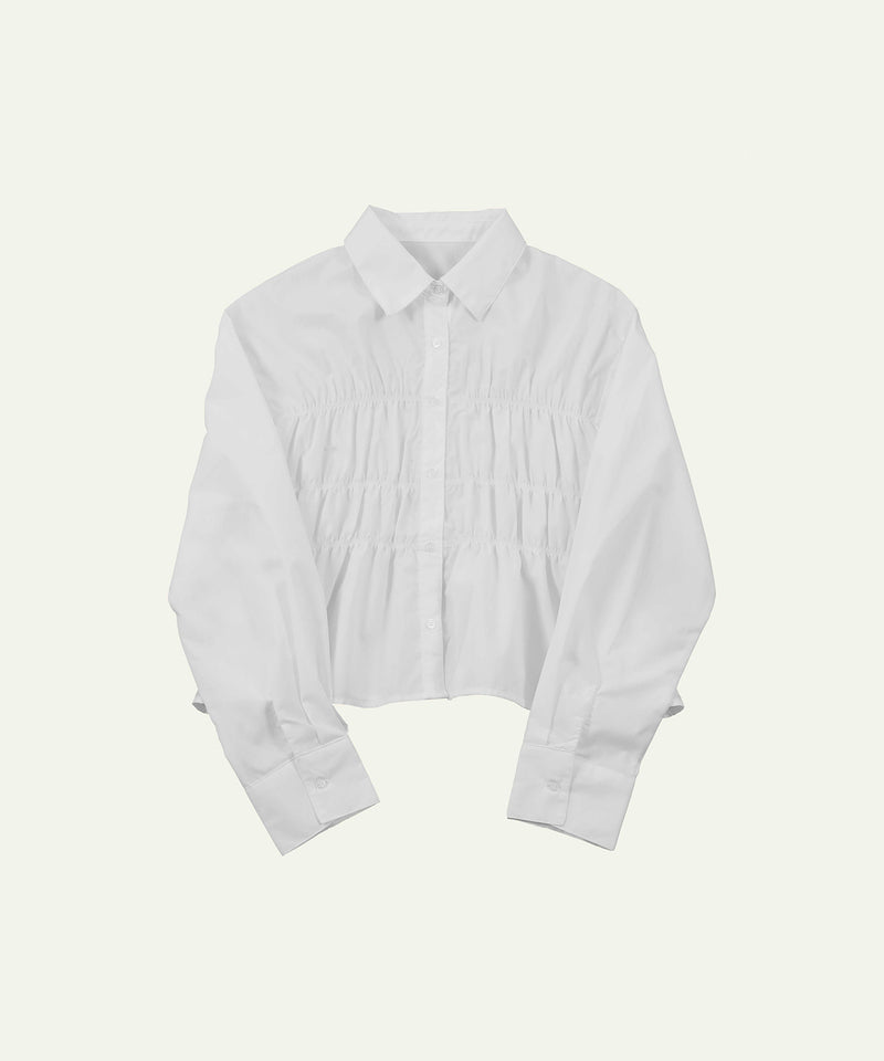 シャーリング ビスチェデザイン ショート ブラウス