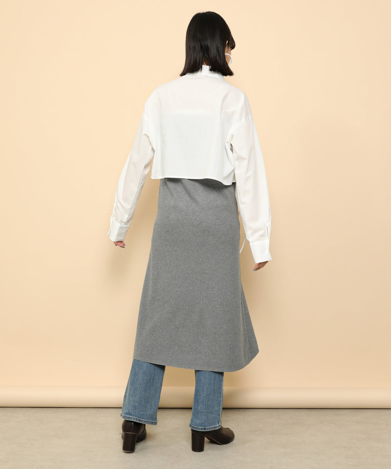 フロントシャーリング リボン ショート シャツブラウス