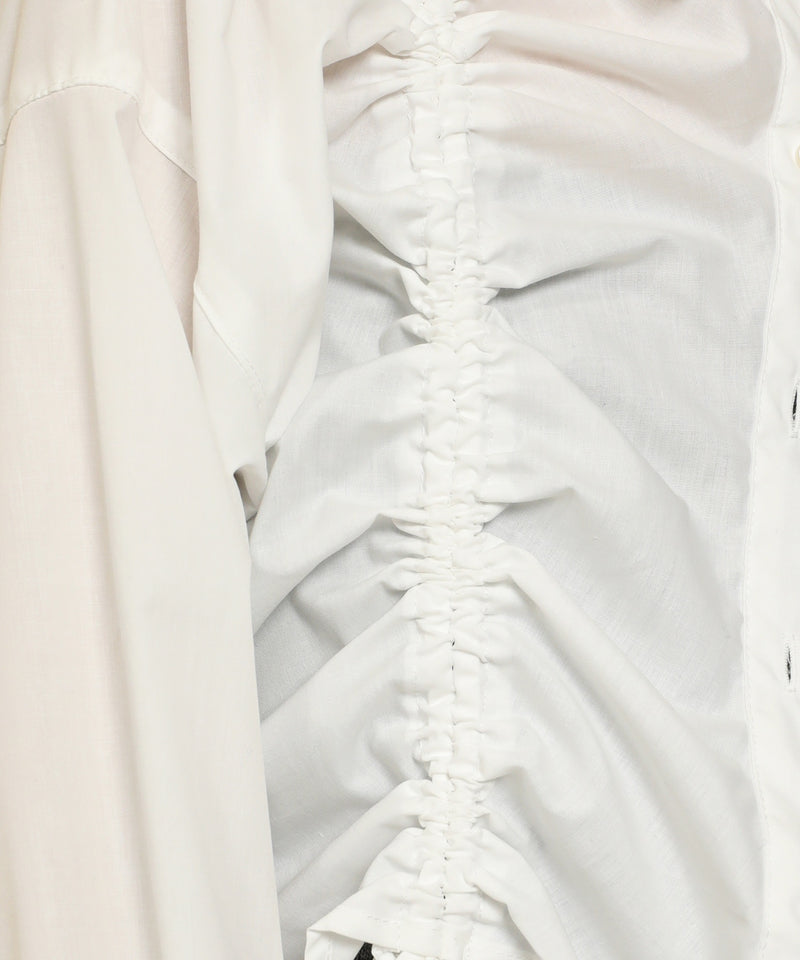 フロントシャーリング リボン ショート シャツブラウス