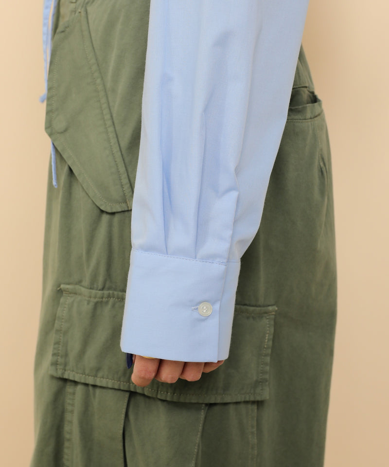 フロントシャーリング リボン ショート シャツブラウス