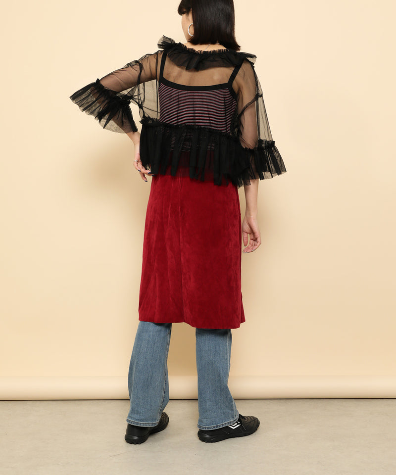 チュール フリル リボン ブラウス