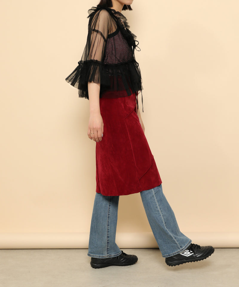 チュール フリル リボン ブラウス