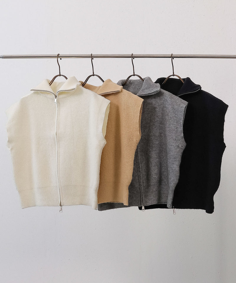 ダブルジップ ニットベスト