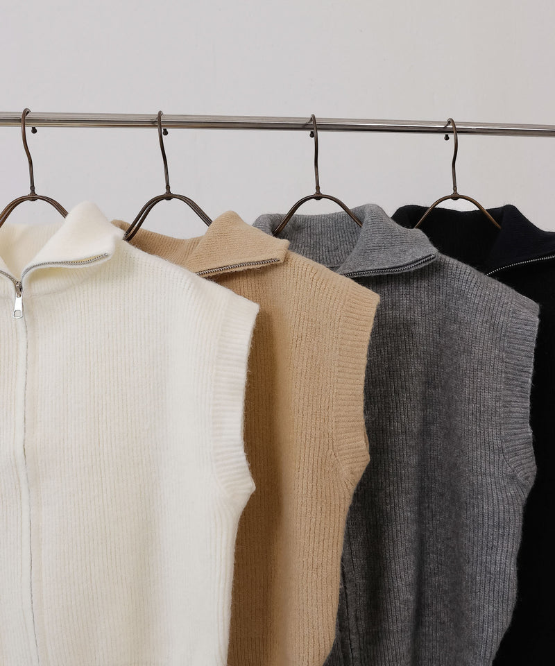 ダブルジップ ニットベスト