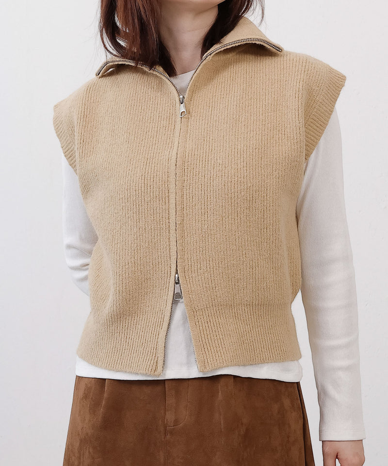 ダブルジップ ニットベスト
