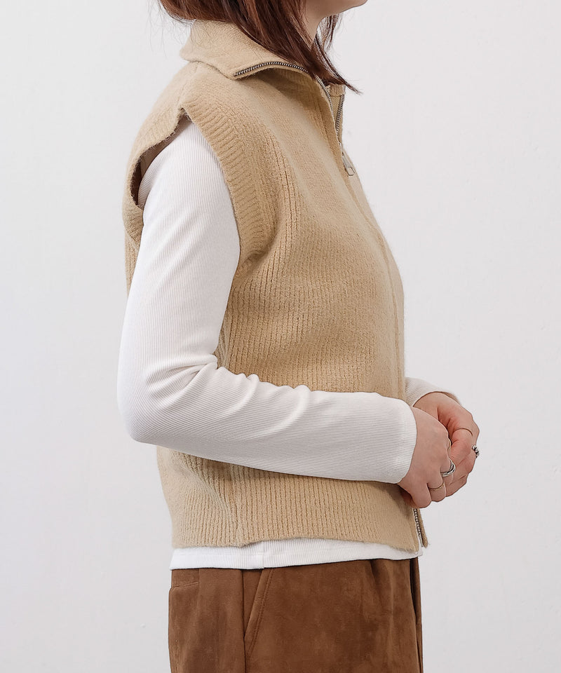 ダブルジップ ニットベスト