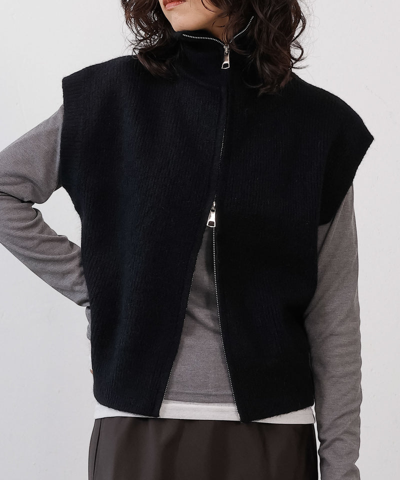 ダブルジップ ニットベスト