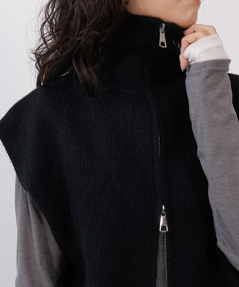 ダブルジップ ニットベスト