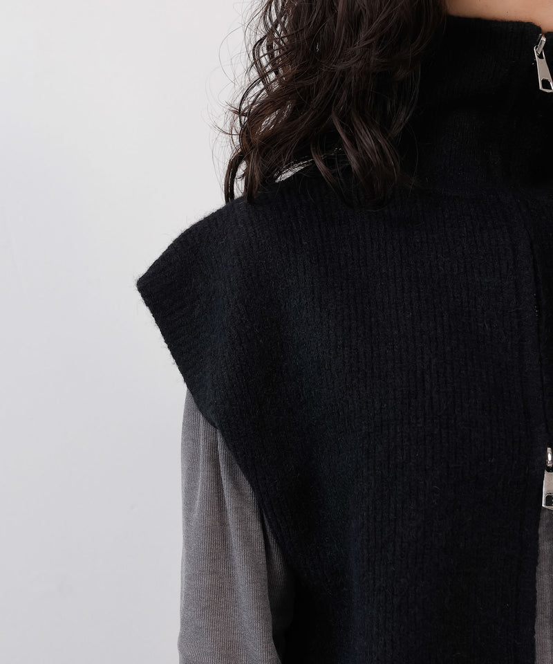 ダブルジップ ニットベスト