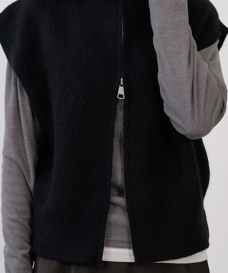 ダブルジップ ニットベスト