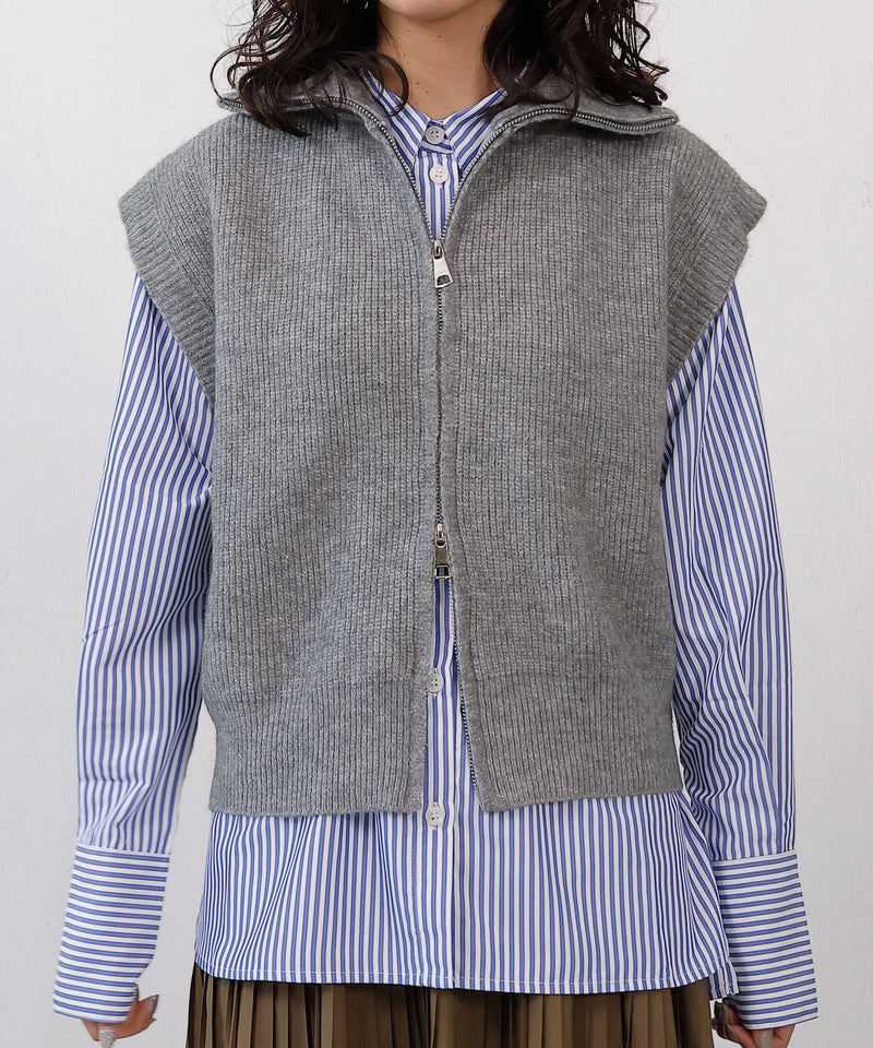 ダブルジップ ニットベスト