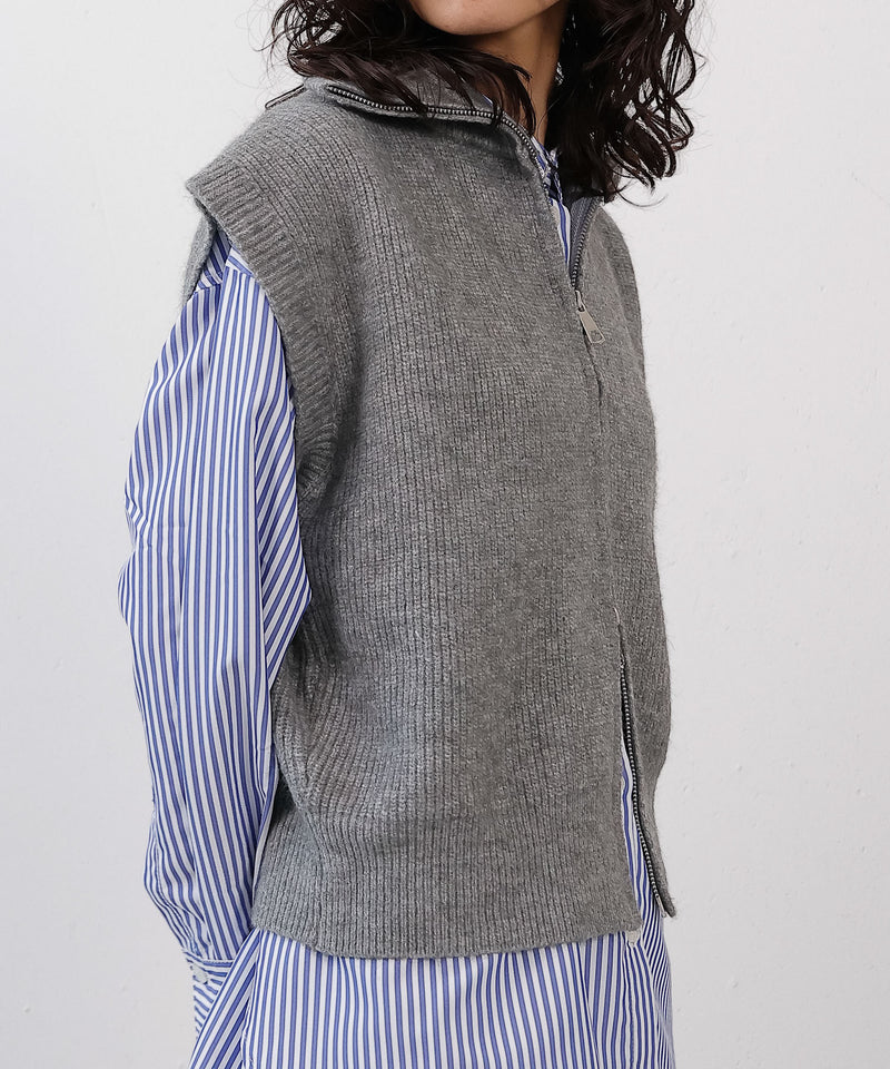 ダブルジップ ニットベスト