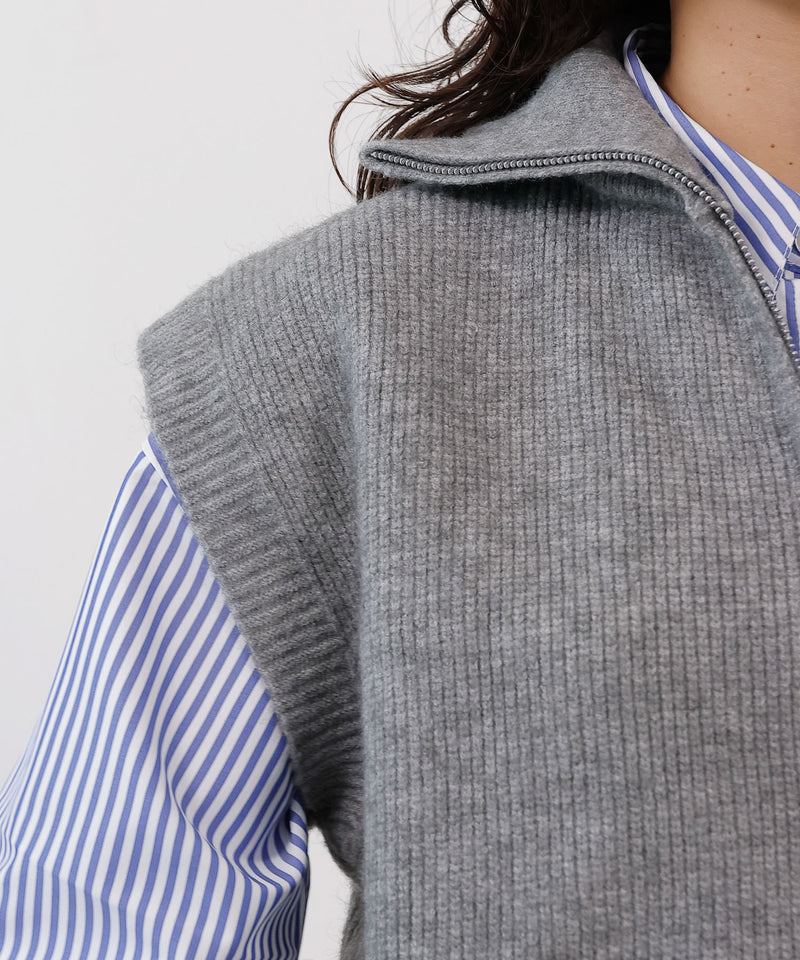 ダブルジップ ニットベスト