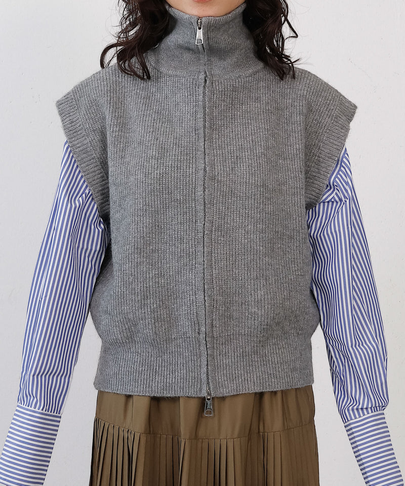 ダブルジップ ニットベスト