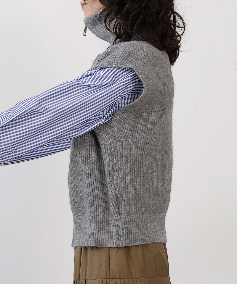 ダブルジップ ニットベスト