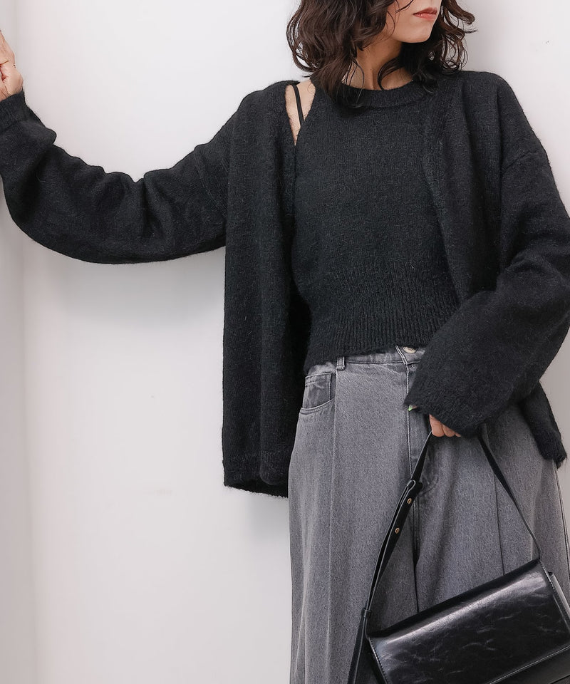 ニットキャミソール カーディガン 2点セット