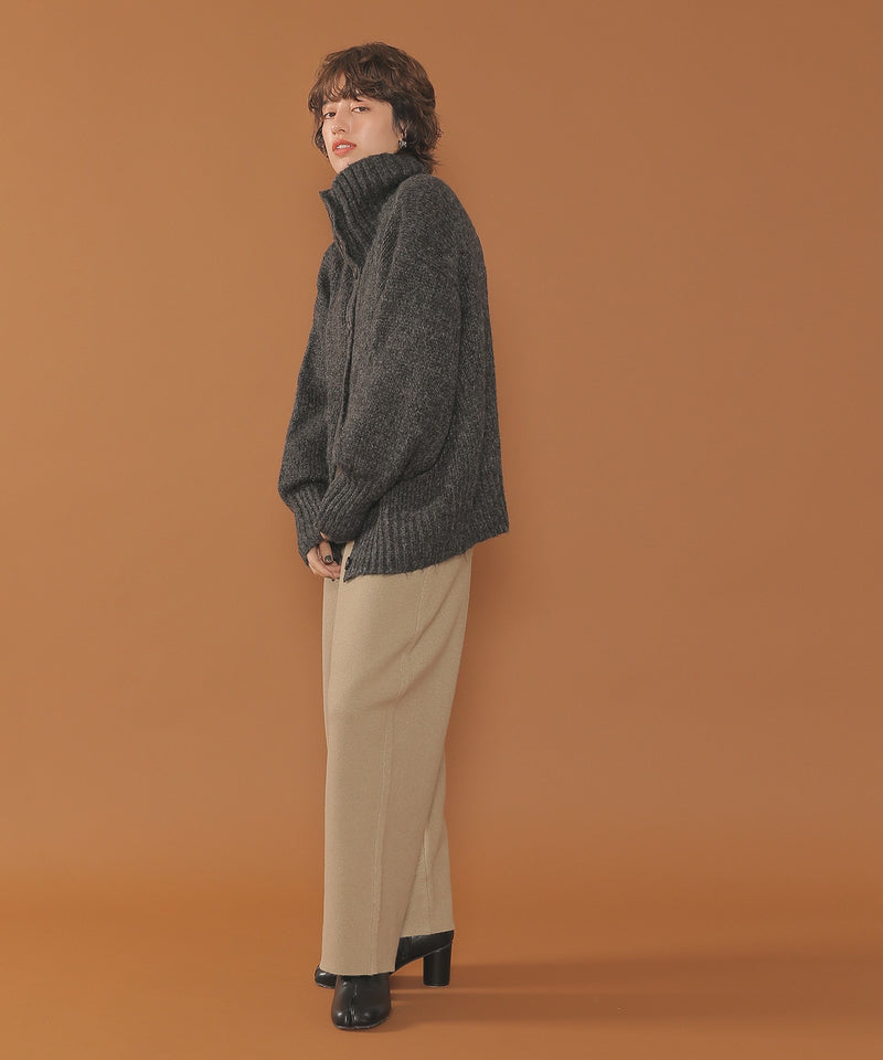 ハイネック オーバーサイズ ボタン ニット カーディガン