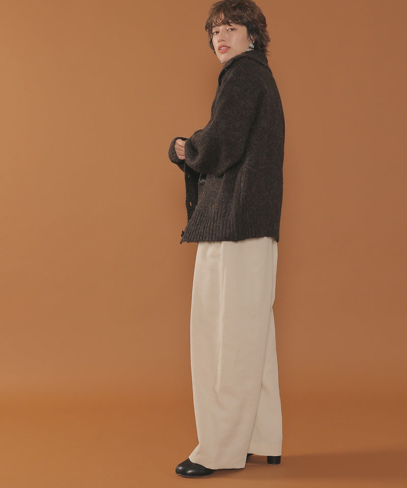 ハイネック オーバーサイズ ボタン ニット カーディガン