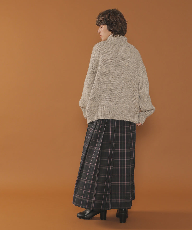 ハイネック オーバーサイズ ボタン ニット カーディガン