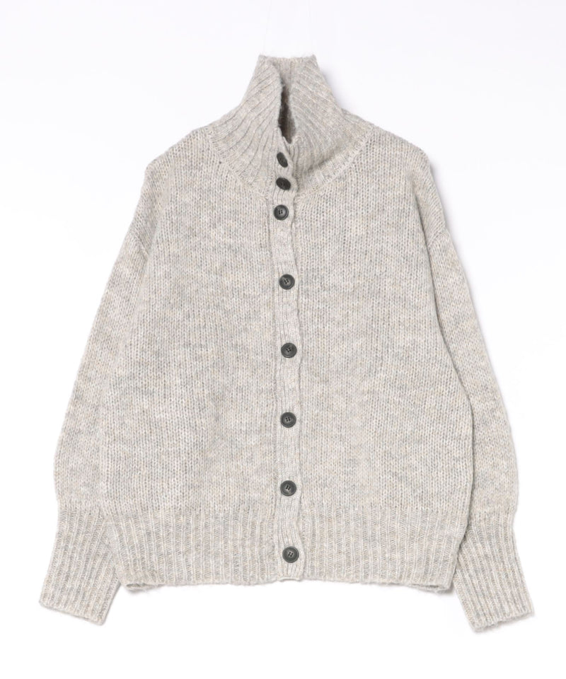 ハイネック オーバーサイズ ボタン ニット カーディガン