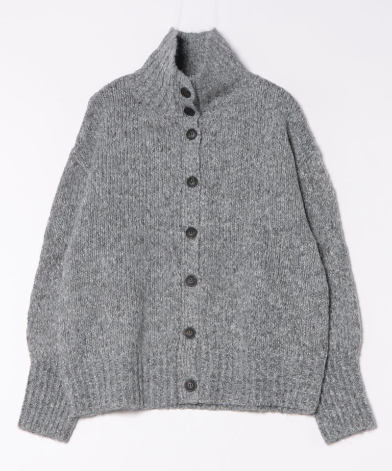 ハイネック オーバーサイズ ボタン ニット カーディガン