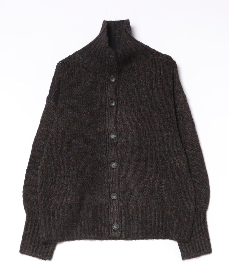 ハイネック オーバーサイズ ボタン ニット カーディガン