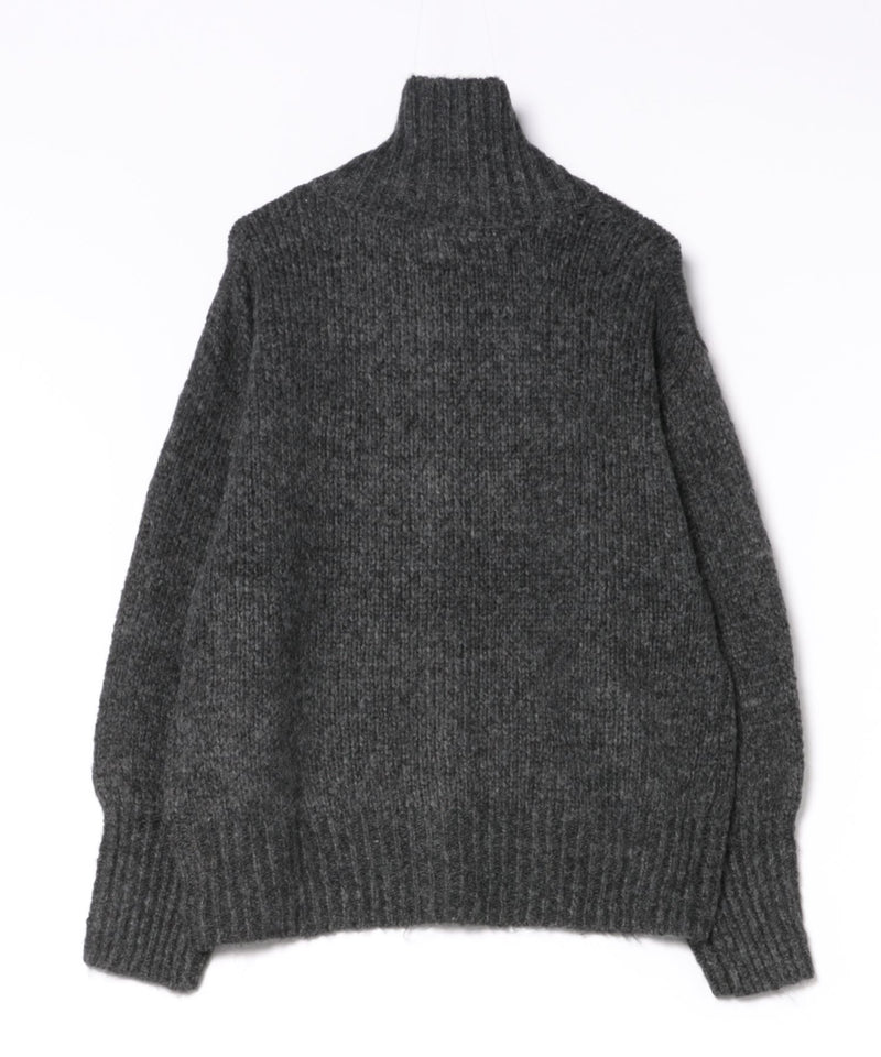 ハイネック オーバーサイズ ボタン ニット カーディガン
