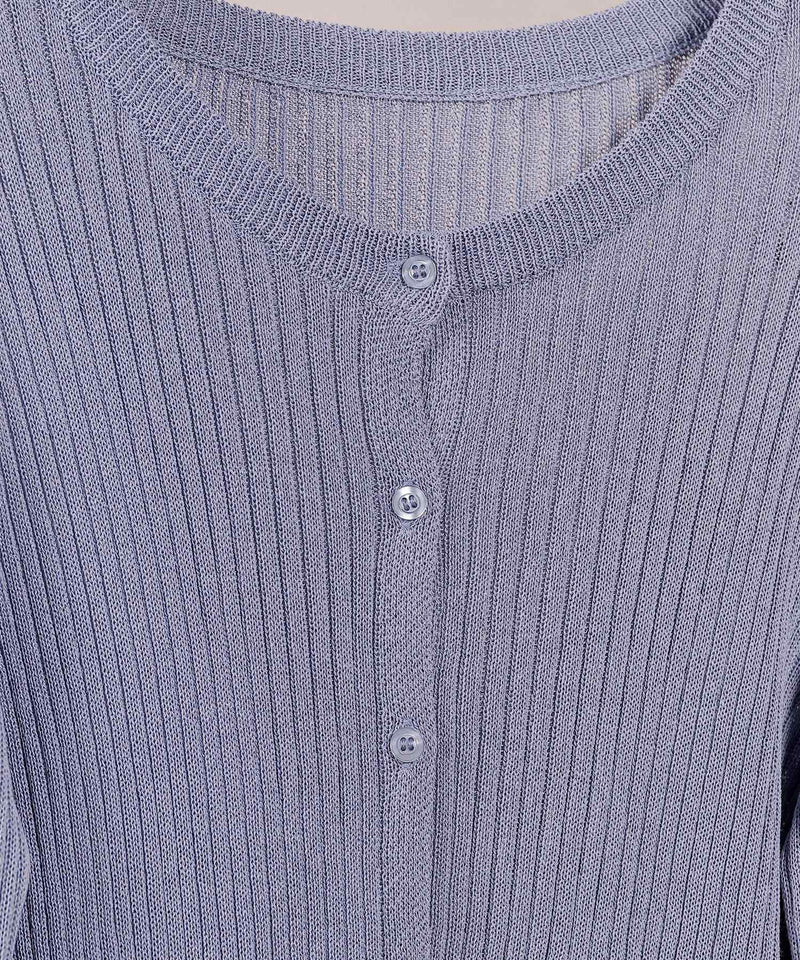 【さりげない透け感で差をつける】袖口シアー リブ クルーネック カーディガン