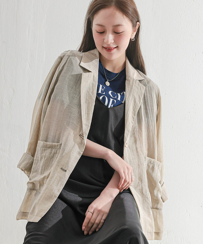 【羽織るだけで大人の抜け感】シアーテーラードジャケット