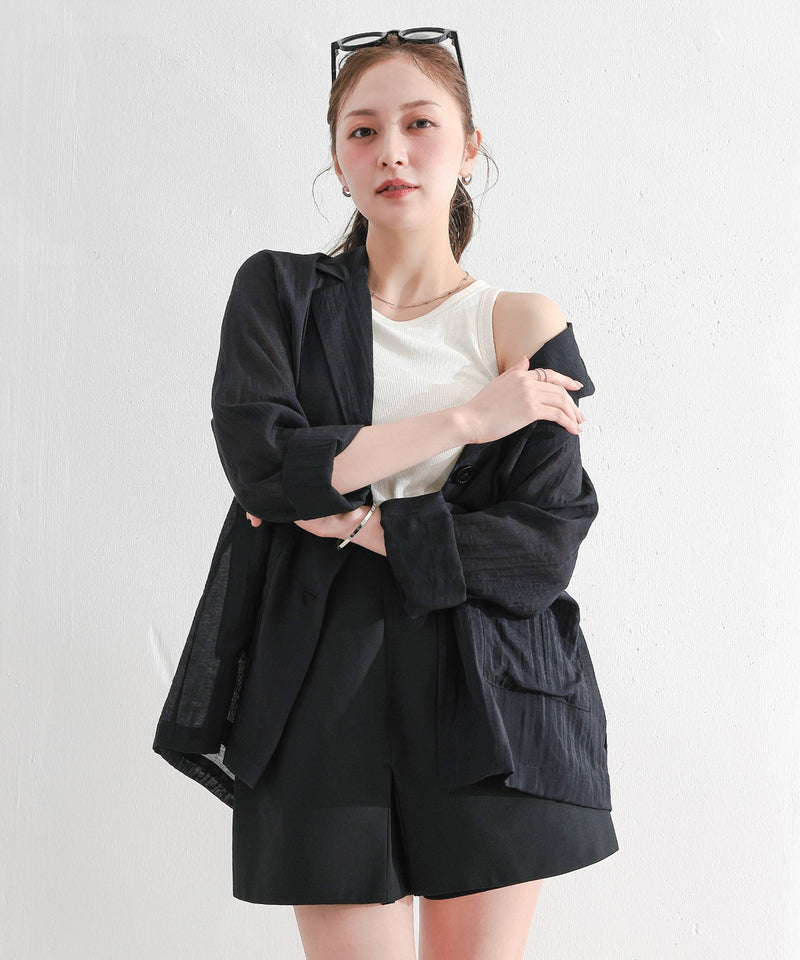 【羽織るだけで大人の抜け感】シアーテーラードジャケット